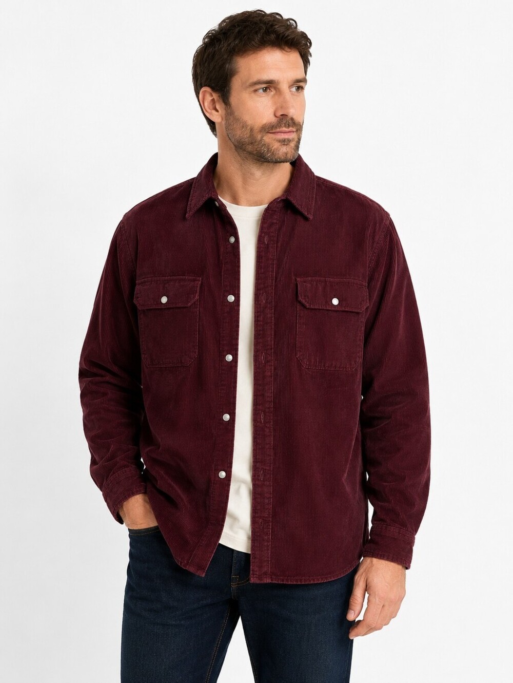 NWT Blumind Men's Burgundy Corduroy Button Up  Long Sleeve Shirt - XL